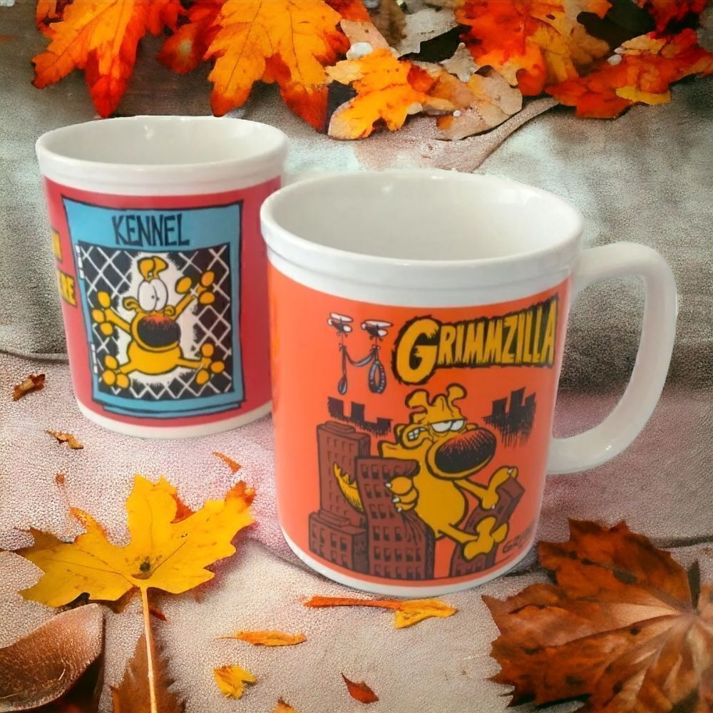 2 Mother Goose & Grimm Coffee Mugs Cups Kennel Texas Chain Saw Massacre Vintage
